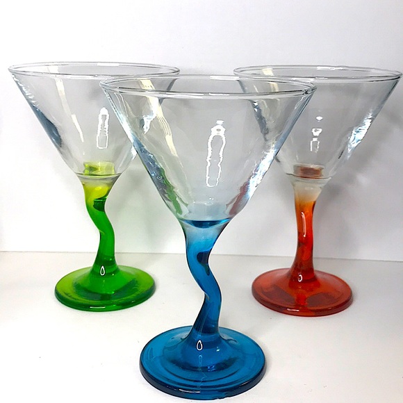 Dining Zigzag Colorful Stemmed Martini Glasses 3 Poshmark